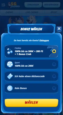SG Casino Anmeldung